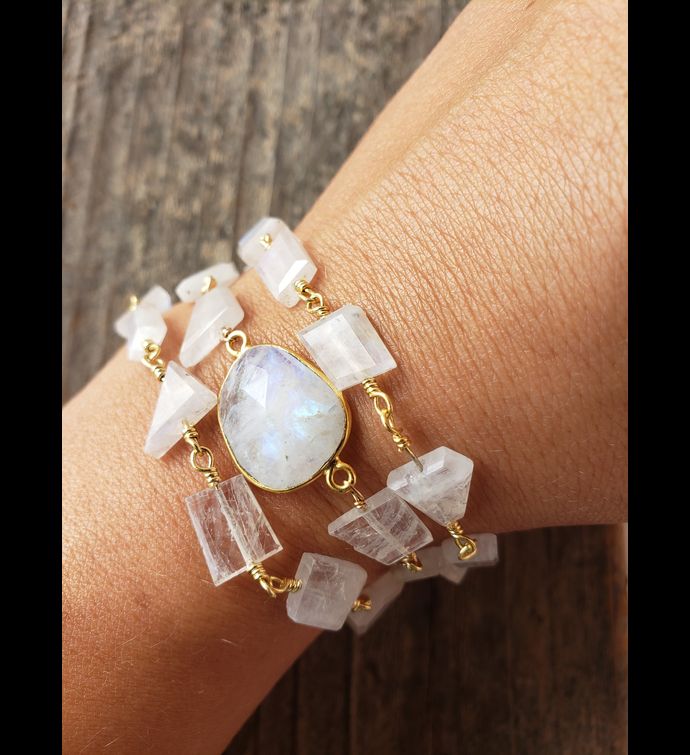 Hana Two In One Wrap Bracelet/necklace With Magnet Moonstone